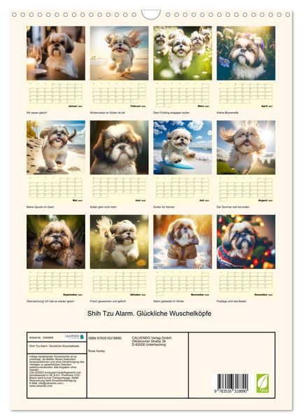 Produktbild: Shih Tzu Alarm. Gl&uuml;ckliche Wuschelk&ouml;pfe (Wandkalender 2026 DIN A3 hoch), CALVENDO Monatskalender