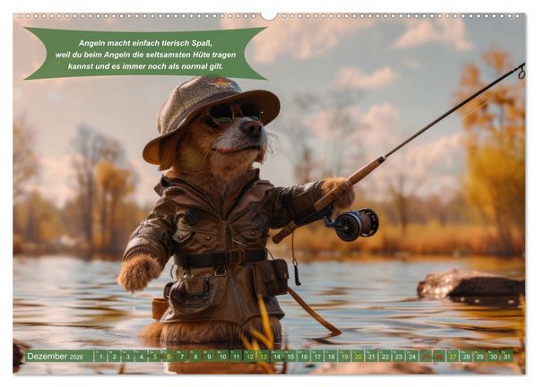 Produktbild: Der tierisch lustige Angler-Kalender (hochwertiger Premium Wandkalender 2026 DIN A2 quer), Kunstdruck in Hochglanz