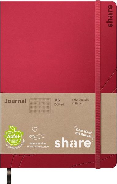 Produktbild: share Notizbuch A5 punktkariert rot