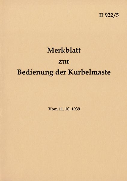 Produktbild: D 922/5 Merkblatt zur Bedienung der Kurbelmaste