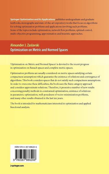 Produktbild: Optimization on Metric and Normed Spaces