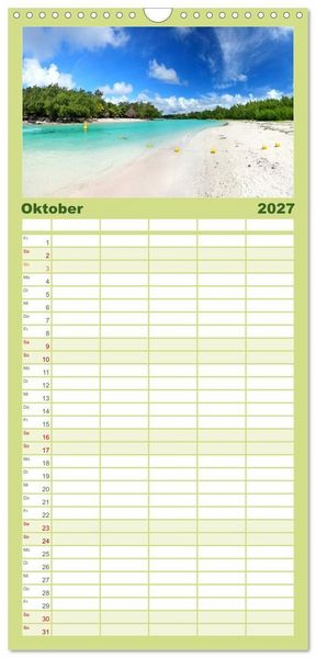 Produktbild: Familienplaner 2027 - Mauritius mit 5 Spalten (Wandkalender, 21 x 45 cm) CALVENDO