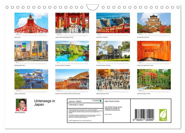 Produktbild: Unterwegs in Japan (Wandkalender 2026 DIN A4 quer), CALVENDO Monatskalender