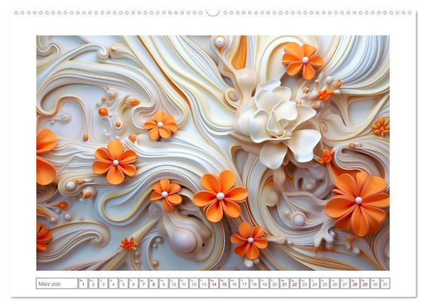 Produktbild: Eleganz in Gold und Orange (Wandkalender 2026 DIN A2 quer), CALVENDO Monatskalender
