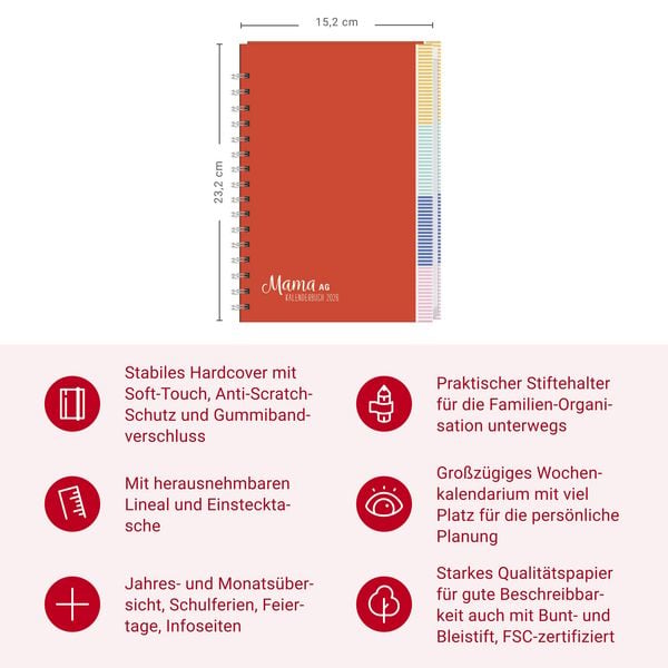 Produktbild: Mama AG Familienplaner Buch A5 2026
