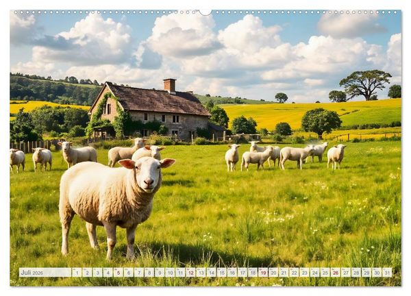 Produktbild: Wo der Tag nach Heu duftet - Zw&ouml;lf stille Monatsmomente im b&auml;uerlichen Rhythmus der Natur (hochwertiger Premium Wandkalender 2026 DIN A2 quer), Kunstdruck in Hochglanz