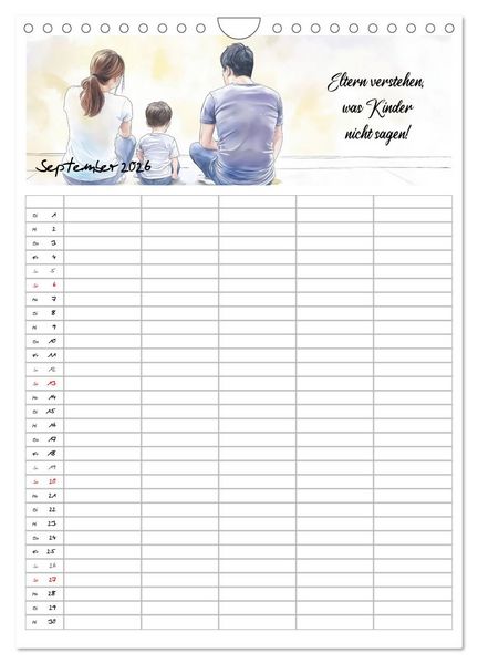 Produktbild: Elternspr&uuml;che Familienplaner (Wandkalender 2026 DIN A4 hoch), CALVENDO Monatskalender