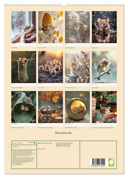 Produktbild: M&auml;usebande (hochwertiger Premium Wandkalender 2026 DIN A2 hoch), Kunstdruck in Hochglanz