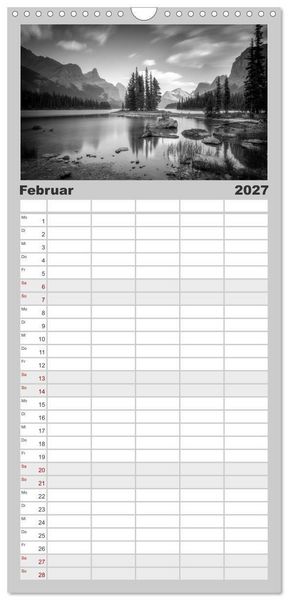 Produktbild: Familienplaner 2027 - Monochrome Wonders mit 5 Spalten (Wandkalender, 21 x 45 cm) CALVENDO