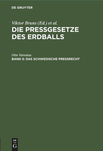 Produktbild: Das schwedische Pre&szlig;recht
