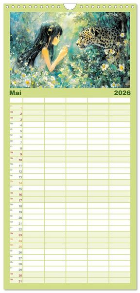 Produktbild: Familienplaner 2026 - Traumwelten. Mangas mit magischen Begegnungen mit 5 Spalten (Wandkalender, 21 x 45 cm) CALVENDO