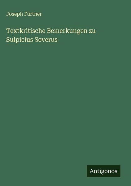 Produktbild: Textkritische Bemerkungen zu Sulpicius Severus