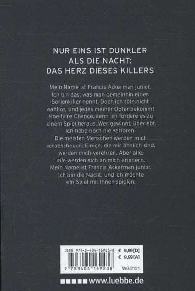 Produktbild: Ich bin die Nacht / Francis Ackerman junior Band 1