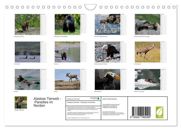 Produktbild: Alaskas Tierwelt - Paradies im Norden (Wandkalender 2026 DIN A4 quer), CALVENDO Monatskalender