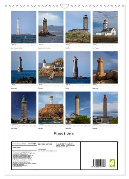 Produktbild: Phares Bretons (Calendrier mural 2026 DIN A3 horizontal), CALVENDO calendrier mensuel