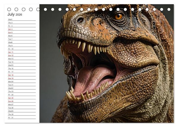 Produktbild: AI Dino Delights Mesmerizing Views of Prehistoric Life (Desk Calendar 2026 DIN A5 landscape), CALVENDO 12 Month DeskCalendar