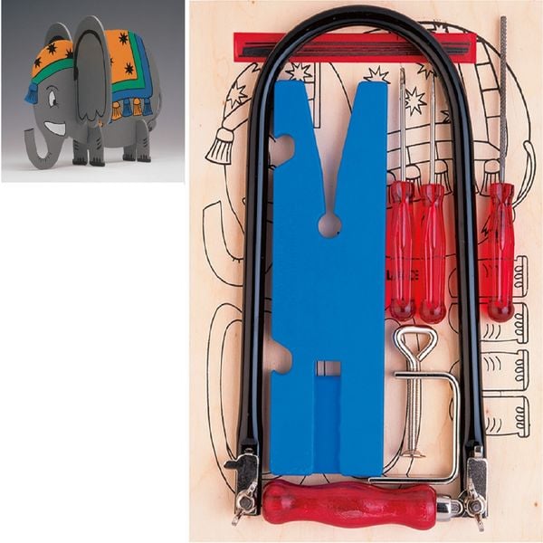 PEBARO 917 - Laubsäge-Set mit Holzvorlage Elefant, 13 Teile