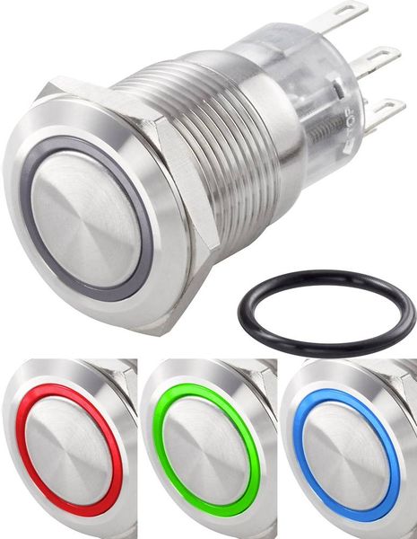 Produktbild: TRU COMPONENTS TC-7494624 TC-LAS1-AGQ-11E/42RGB/ Vandalismusgesch&uuml;tzter Druckschalter 250 V/AC 3 A 1 x Aus/(Ein) tastend Rot, Gr&uuml;n, Blau, RGB IP65
