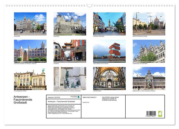 Produktbild: Antwerpen - Faszinierende Gro&szlig;stadt (Wandkalender 2026 DIN A2 quer), CALVENDO Monatskalender