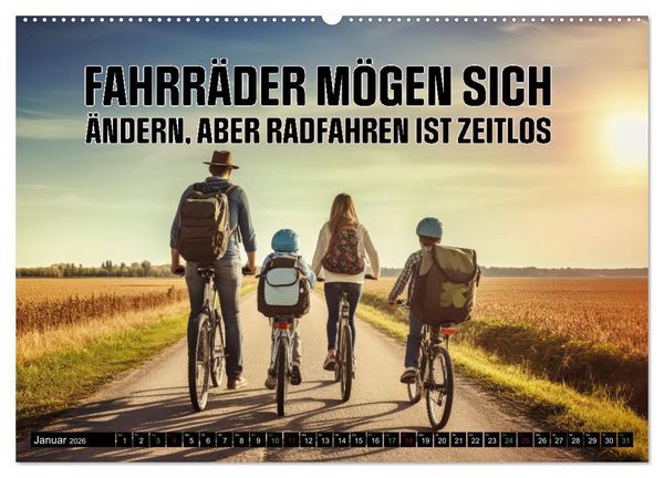 Produktbild: Faszination Fahrrad - coole Spr&uuml;che (Wandkalender 2026 DIN A2 quer), CALVENDO Monatskalender