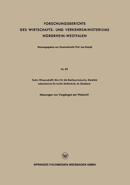 Produktbild: Forschungsberichte des Wirtschafts- und Verkehrsministeriums Nordrhein-Westfalen