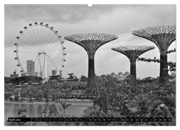 Produktbild: Singapur - Impressionen in schwarz - weiss (Wandkalender 2026 DIN A2 quer), CALVENDO Monatskalender