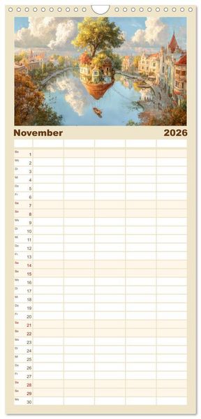 Produktbild: Familienplaner 2026 - Paradoxe fantastische Welten - M&auml;rchenhaft verspielt mit 5 Spalten (Wandkalender, 21 x 45 cm) CALVENDO