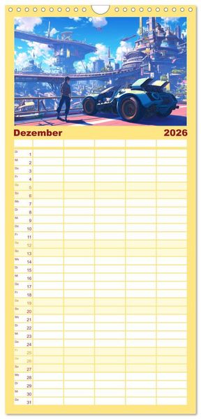 Produktbild: Familienplaner 2026 - Die Zukunft wird richtig cool mit 5 Spalten (Wandkalender, 21 x 45 cm) CALVENDO