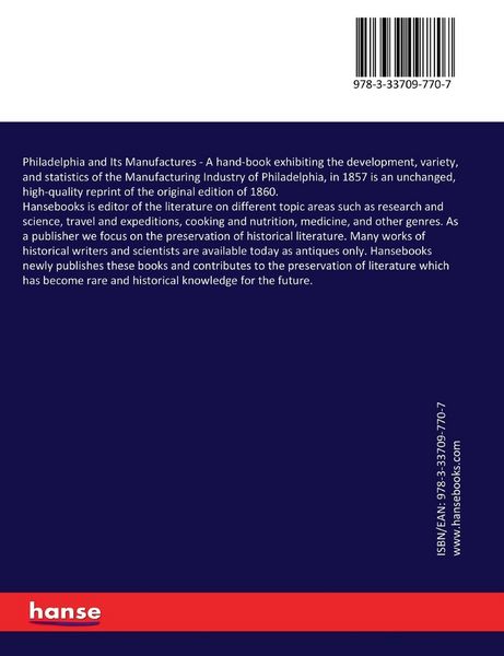 Produktbild: Philadelphia and Its Manufactures