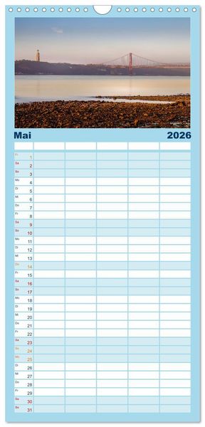 Produktbild: Familienplaner 2026 - Eine Stadt voller Charme - Lissabon mit 5 Spalten (Wandkalender, 21 x 45 cm) CALVENDO