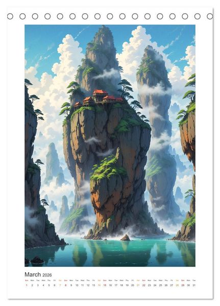 Produktbild: Fantastic Anime Worlds (Desk Calendar 2026 DIN A5 portrait), CALVENDO 12 Month DeskCalendar