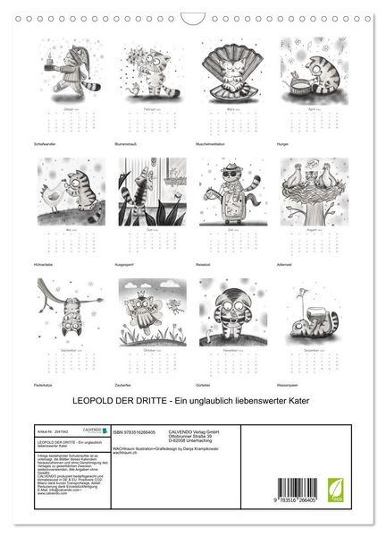 Produktbild: LEOPOLD DER DRITTE - Ein unglaublich liebenswerter Kater (Wandkalender 2026 DIN A3 hoch), CALVENDO Monatskalender
