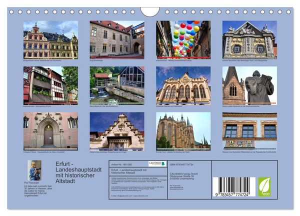 Produktbild: Erfurt - Landeshauptstadt mit historischer Altstadt (Wandkalender 2026 DIN A4 quer), CALVENDO Monatskalender