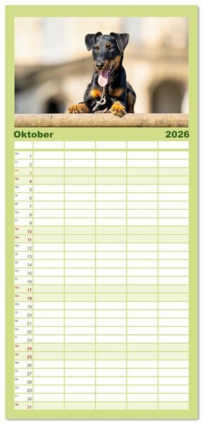 Produktbild: Familienplaner 2026 - Deutscher Terrier - ein leidenschaftlicher J&auml;ger mit 5 Spalten (Wandkalender, 21 x 45 cm) CALVENDO