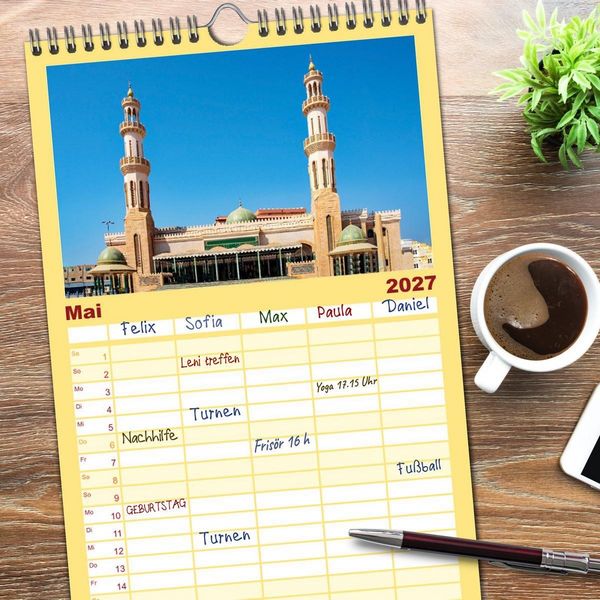 Produktbild: Familienplaner 2027 - Oman - Reiseziel Maskat und Salalah mit 5 Spalten (Wandkalender, 21 x 45 cm) CALVENDO