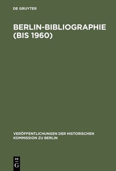 Produktbild: Berlin-Bibliographie (bis 1960)