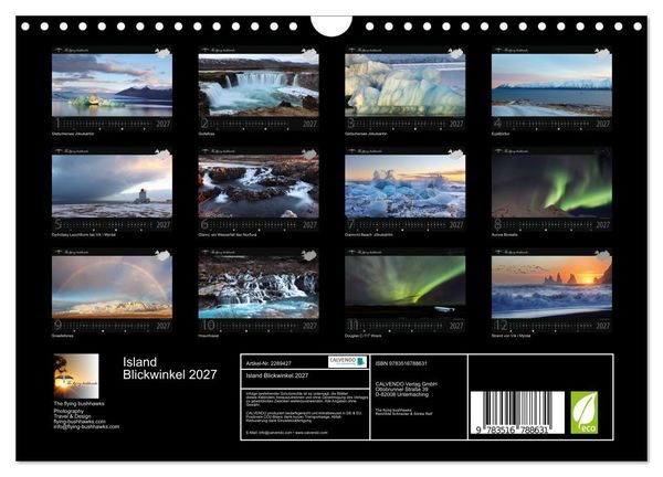 Produktbild: Island Blickwinkel 2027 (Wandkalender 2027 DIN A4 quer), CALVENDO Monatskalender