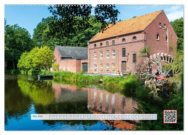 Produktbild: Wasserm&uuml;hlen Panorama Niederrhein Br&uuml;ggen-Wegberg (hochwertiger Premium Wandkalender 2026 DIN A2 quer), Kunstdruck in Hochglanz
