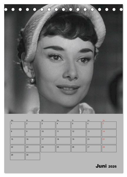 Produktbild: Hollywood-Diva. Audrey Hepburn (Tischkalender 2026 DIN A5 hoch), CALVENDO Monatskalender