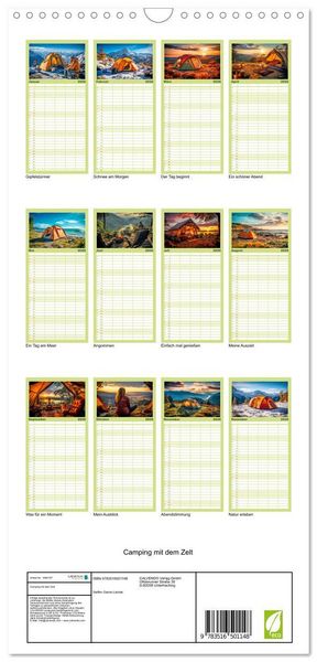 Produktbild: Familienplaner 2026 - Camping mit dem Zelt mit 5 Spalten (Wandkalender, 21 x 45 cm) CALVENDO