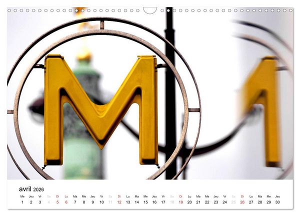 Produktbild: Paris M&eacute;tropolitain (Calendrier mural 2026 DIN A3 vertical), CALVENDO calendrier mensuel