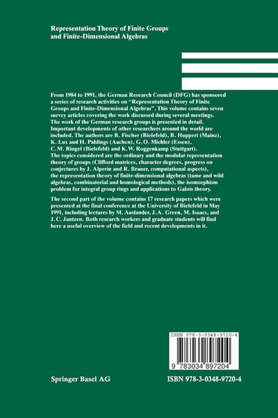Produktbild: Representation Theory of Finite Groups and Finite-Dimensional Algebras