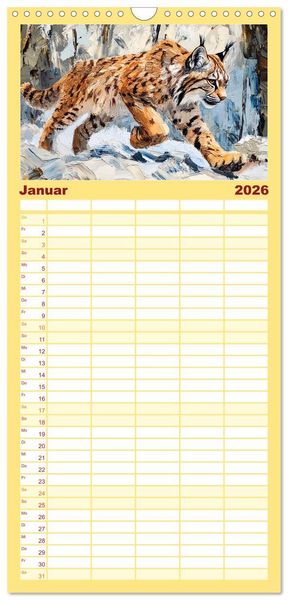 Produktbild: Familienplaner 2026 - Wilde Sch&ouml;nheiten. Ein Jahr mit majest&auml;tischen Tieren mit 5 Spalten (Wandkalender, 21 x 45 cm) CALVENDO