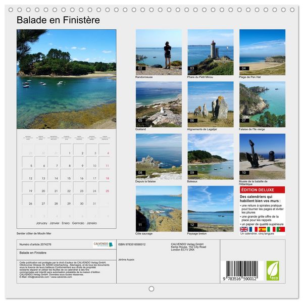 Produktbild: Balade en Finist&egrave;re (Calendrier mural carr&eacute; 2026 30x30 cm) Calendrier double avec une page pour vos prises de notes