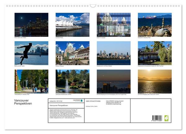 Produktbild: Vancouver Perspektiven (Wandkalender 2026 DIN A2 quer), CALVENDO Monatskalender