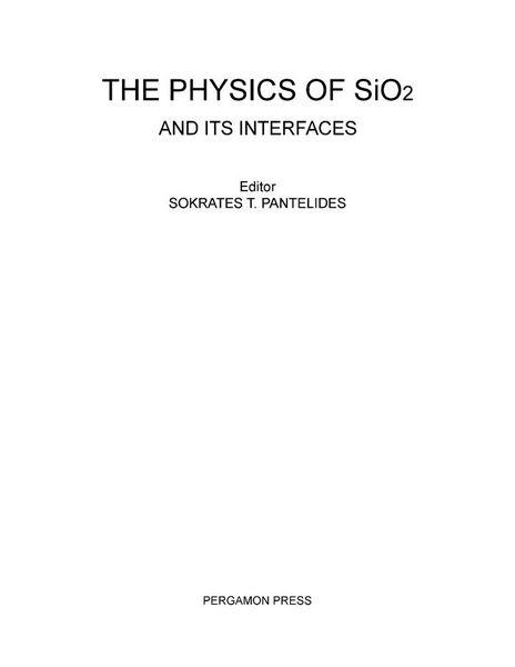 Produktbild: The Physics of SiO2 and Its Interfaces