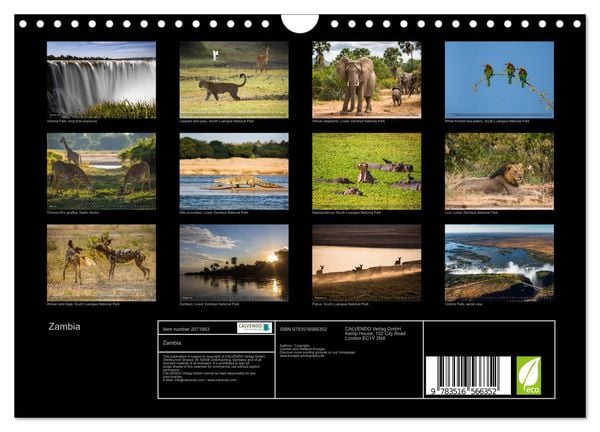 Produktbild: Zambia (Wall Calendar 2026 DIN A4 landscape), CALVENDO 12 Month Wall Calendar