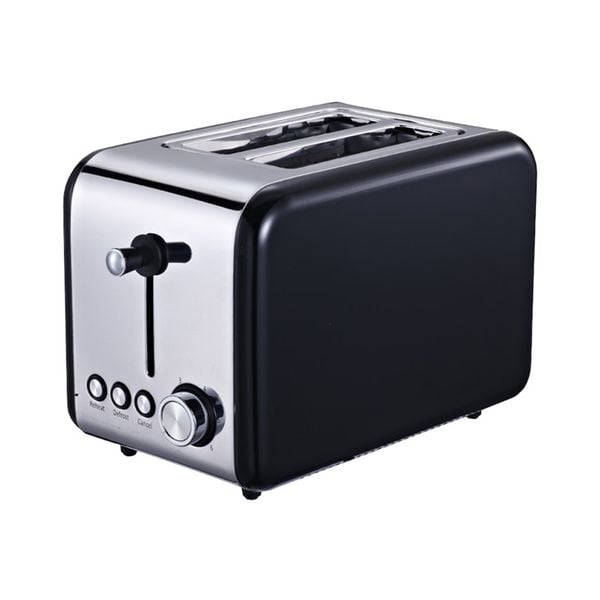 Michelino 2 Scheiben Toaster Schwarz-Silber Retro