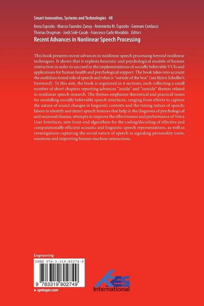 Produktbild: Recent Advances in Nonlinear Speech Processing
