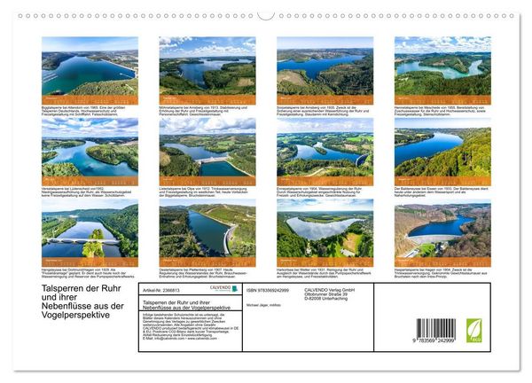Produktbild: Talsperren der Ruhr und ihrer Nebenfl&uuml;sse aus der Vogelperspektive (hochwertiger Premium Wandkalender 2027 DIN A2 quer), Kunstdruck in Hochglanz